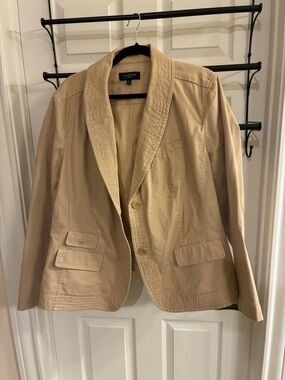 Talbots Beige Cotton Shawl-Lapel Blazer